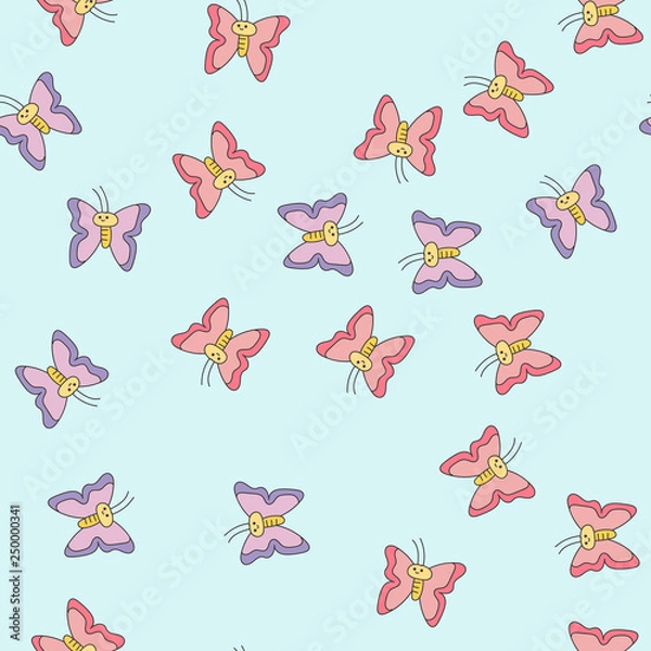 Fototapeta Seamless pattern with flying butterflies . Vector