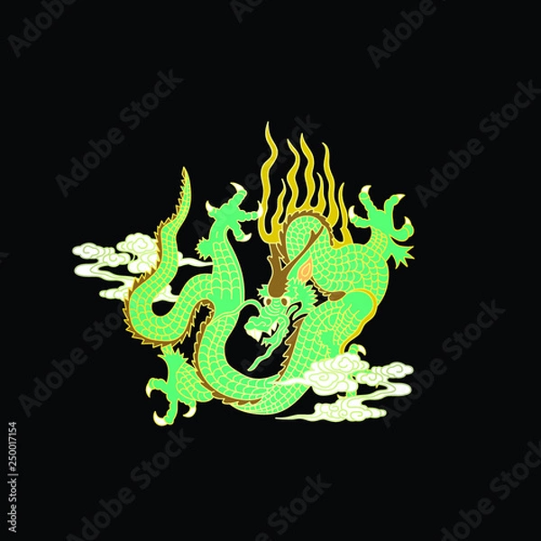 Fototapeta This is a traditionally Chinese ornament with a dragon and clouds.The dragon is the highest ranking animal in the Chinese animal hierarchy. It also represents a state symbol that is an emperor's role.