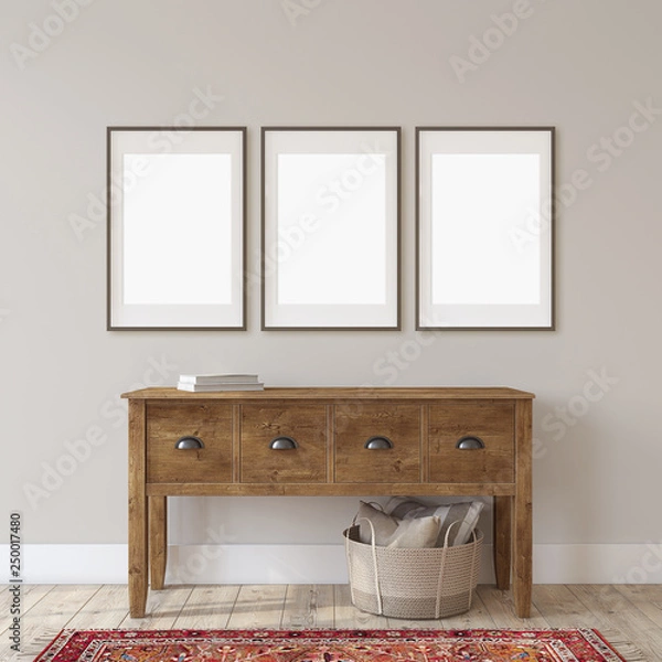 Fototapeta Interior and frame mockup.3d rendering.