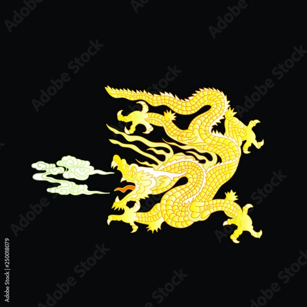 Fototapeta This is a traditionally Chinese ornament with a dragon and clouds.The dragon is the highest ranking animal in the Chinese animal hierarchy. It also represents a state symbol that is an emperor's role.
