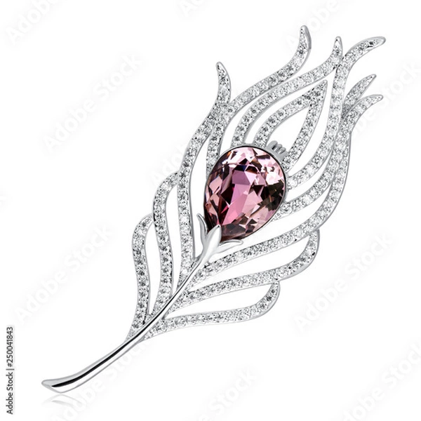 Obraz Diamond brooch isolated on white
