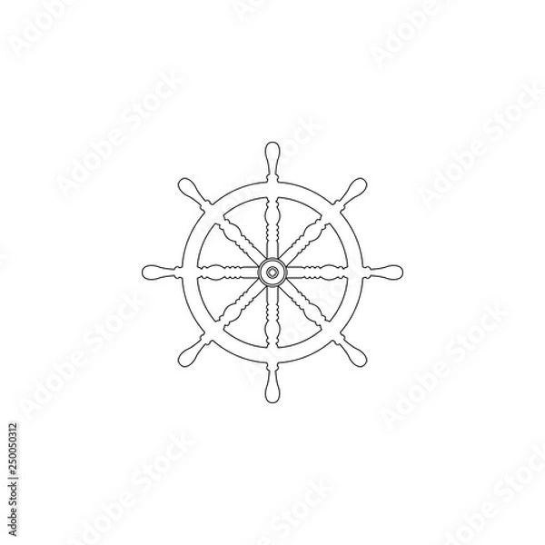 Obraz Ship steering wheel. flat vector icon