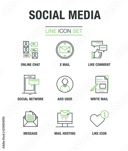 Fototapeta SOCIAL MEDIA LINE ICON SET