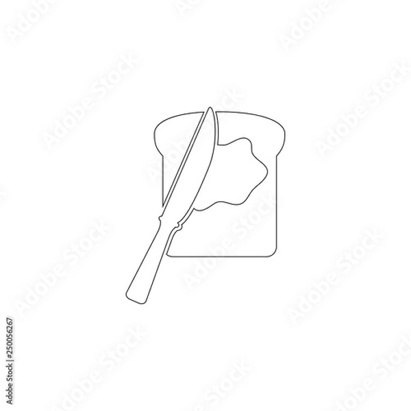 Obraz toast bread slice with butter and spreading knife. flat vector icon