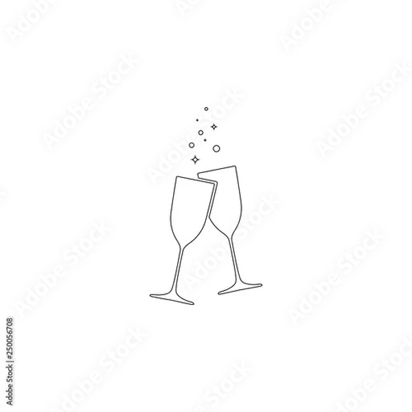 Obraz glasses clink. flat vector icon