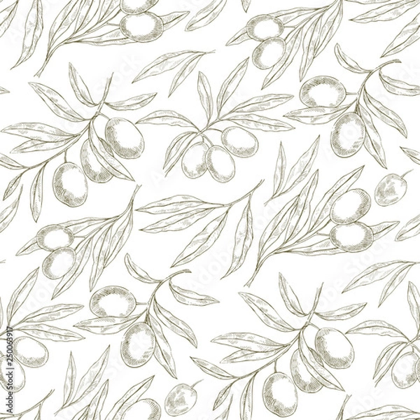 Fototapeta Seamless pattern with Olive branches