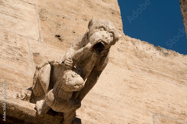Obraz Fantastic stone gargoyle of the Lonja de la seda, in Valencia, spain. It is one of the most famous civilian Gothic building in Europe.
