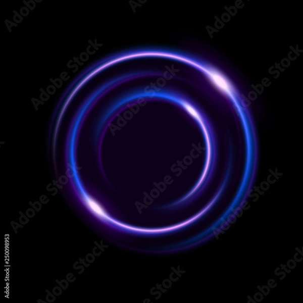 Fototapeta Vibrant neon circle with glow for advertising, banner, card. Abstract luminous background. Vector illustration