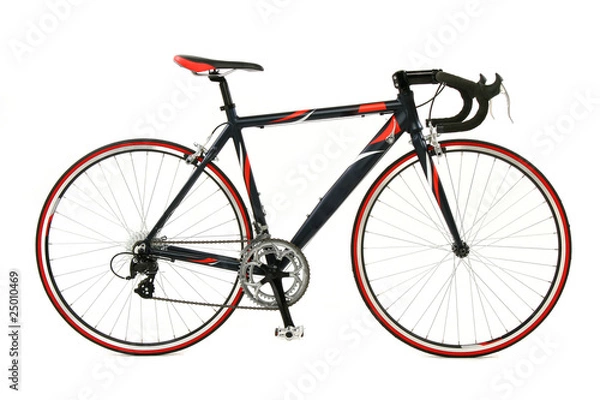 Obraz Speed racing bicycle over white background