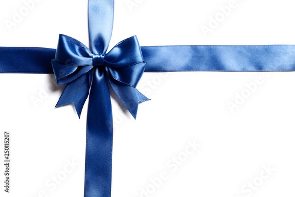 Obraz Blue bow and ribbon isolated on white background. Insulation.