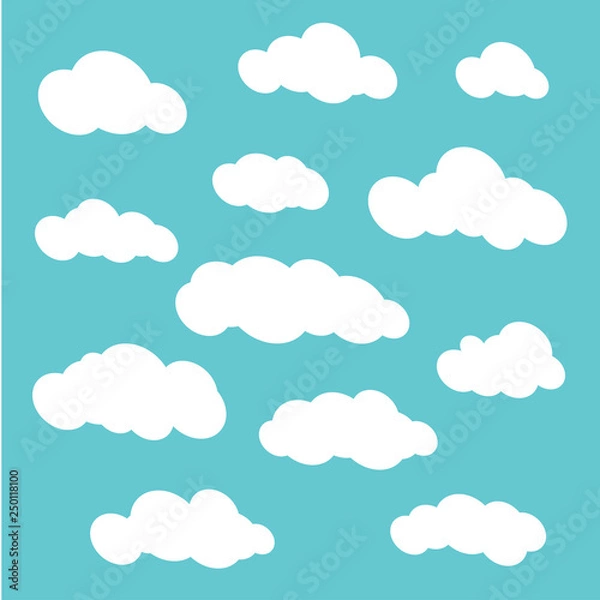 Obraz Vector clouds set isolated on blue sky background