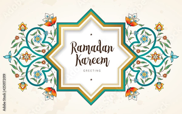 Obraz Vector card for Ramadan Kareem greeting.