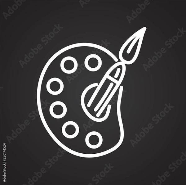 Fototapeta Brush line icon on black background for graphic and web design, Modern simple vector sign. Internet concept. Trendy symbol for website design web button or mobile app