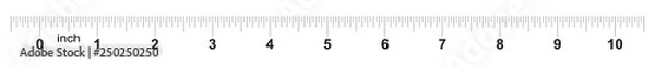 Fototapeta Ruler 10 inches. Metric inch size indicator. Decimal system grid. Measuring tool