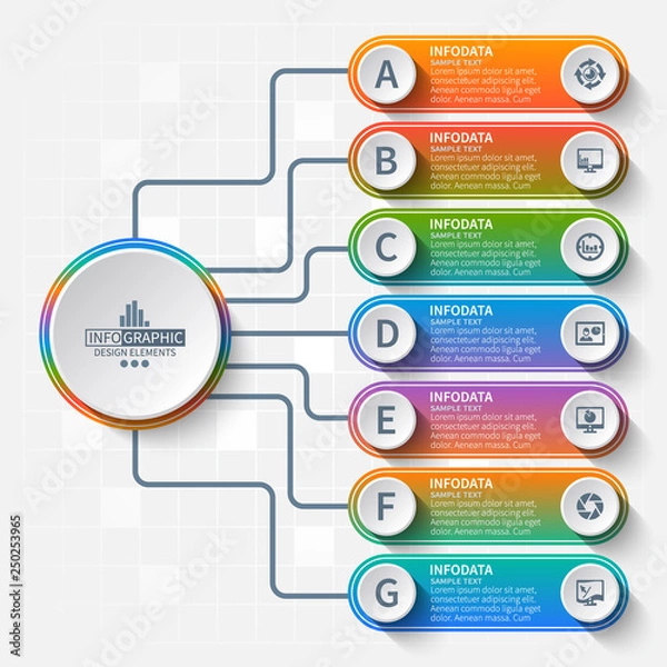 Fototapeta Abstract 3D Paper Infographics. Business template .Vector illustration