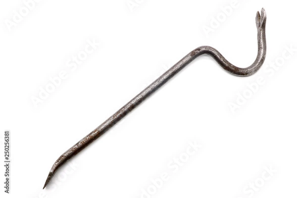 Obraz old and rusty crowbar on white background