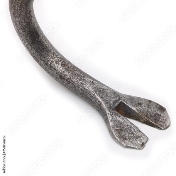 Fototapeta old and rusty crowbar on white background