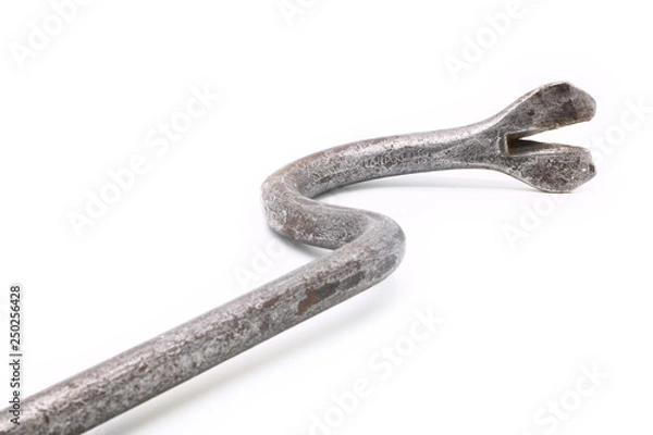 Obraz old and rusty crowbar on white background