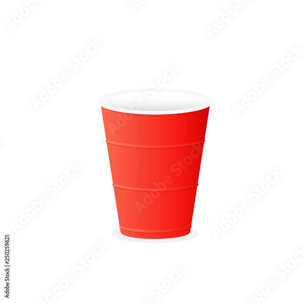Fototapeta Red plastic cup sticker. Clipart image isolated on white background