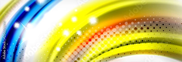 Fototapeta Smooth liquid blur wave background, color flow concept, illustration