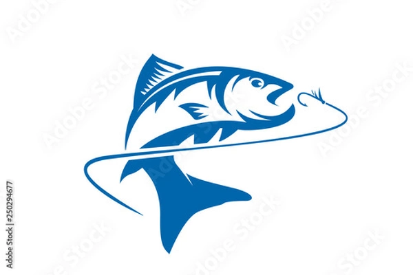 Fototapeta Fishing vector design logo template. - fish logo Vector - Vector