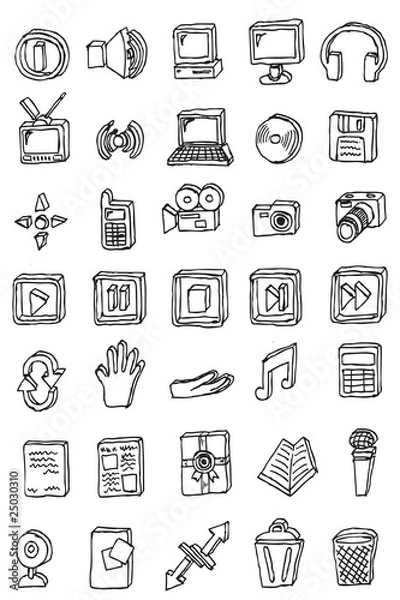 Fototapeta hand draw business icon collection
