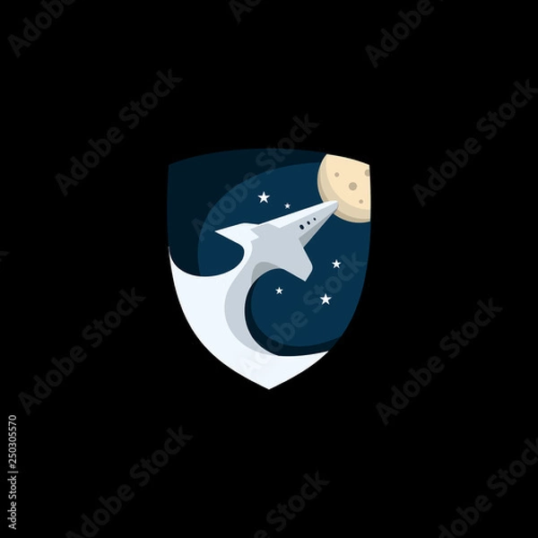 Obraz rocket logo with shield modern