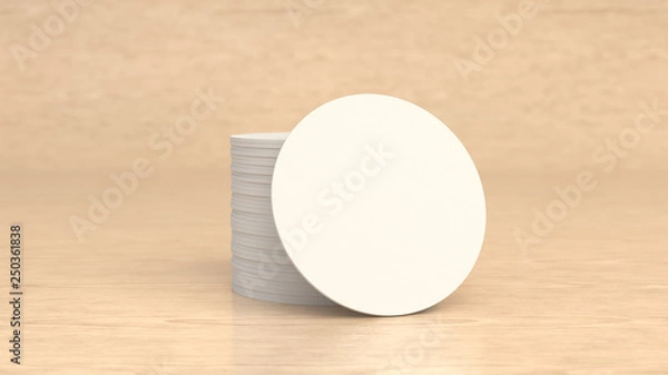 Obraz Mockup of blank white round beer coasters