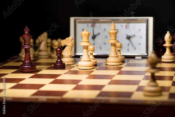 Obraz White's victory on the chessboard. Strategy, victory, intelligence.