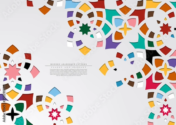 Obraz Modern arabesque floral pattern colorful texture background template vector