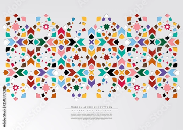 Obraz Modern arabesque floral pattern colorful background template vector