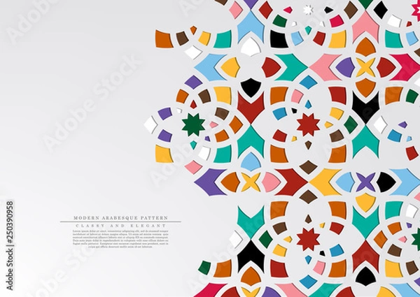 Obraz Modern arabesque floral pattern colorful arabic background template vector