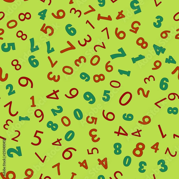 Fototapeta Numbers alphabet, education, school concept. Seamless vector EPS 10 pattern. Flat style