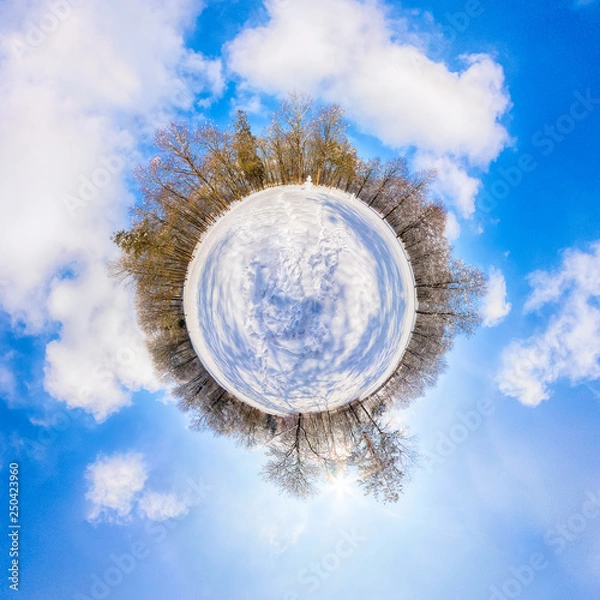 Fototapeta Little Planet. Spherical 360 degrees seamless panorama view in Spherical projection, panorama of natural landscape in Germany.