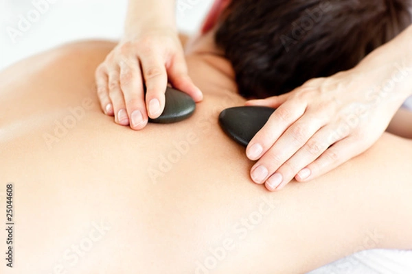 Obraz Close-up of a man with hot stone on his back