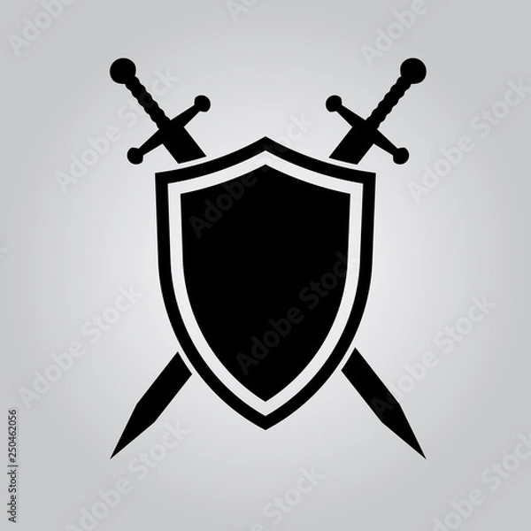 Obraz Shield and swords. Vector icon