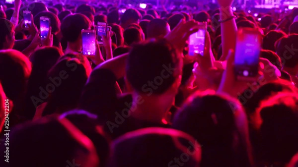 Fototapeta abstract colorful background audience in public concert.