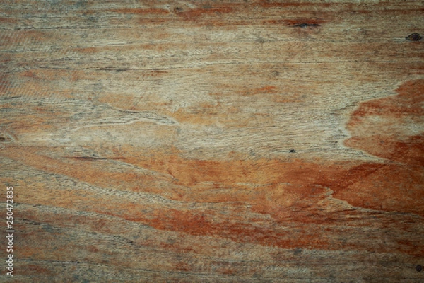 Fototapeta top view of old table wood texture background