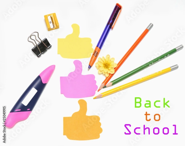 Fototapeta School supplies on white background