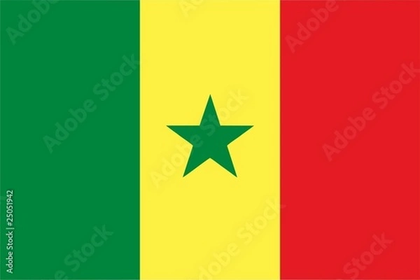 Obraz Flaga Senegalu na białym tle ilustracji wektorowych