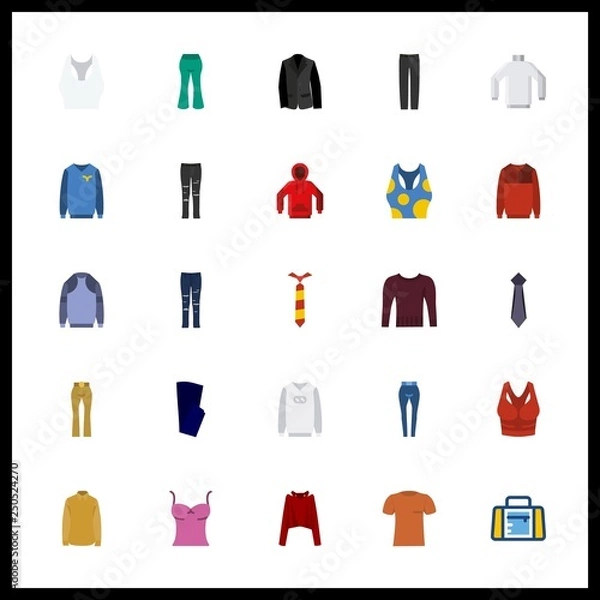 Fototapeta 25 apparel icon. Vector illustration apparel set. blue jeans and tank top icons for apparel works