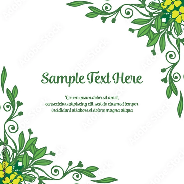 Fototapeta Vector illustration green leaves frame with your sample text here hand drawn