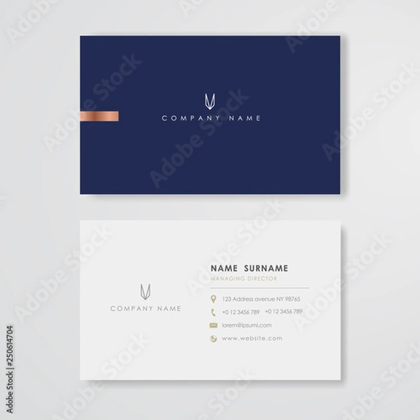 Fototapeta Niebieska wizytówka Płaska konstrukcja wektor szablon