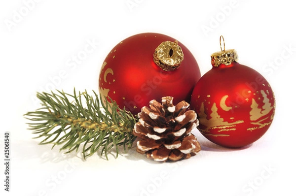 Obraz rote Weihnachtskugeln