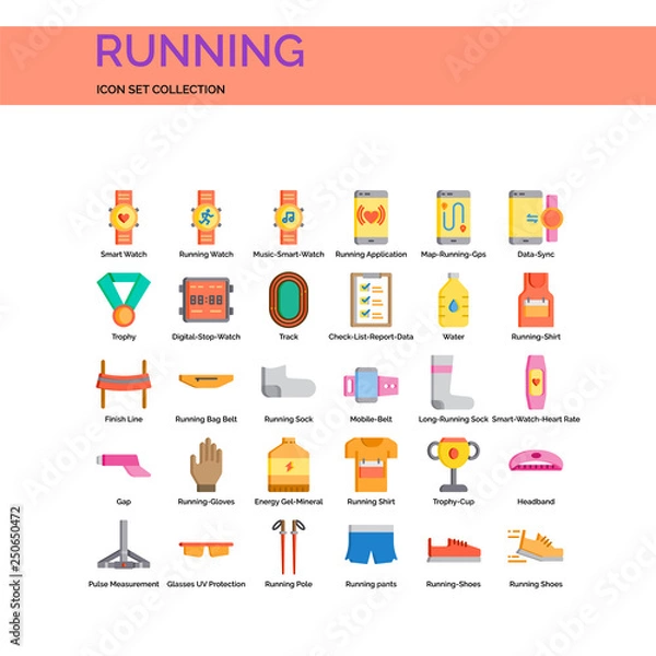 Obraz Running Icons Set. UI Pixel Perfect Well-crafted Vector Thin Line Icons. The illustrations are a vector.