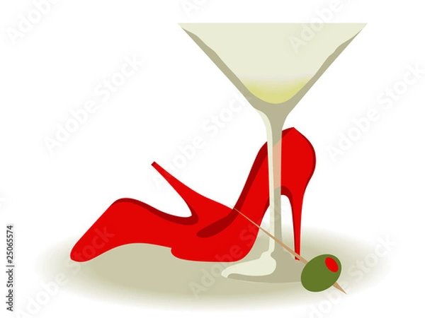 Obraz Red High Heels and Martini