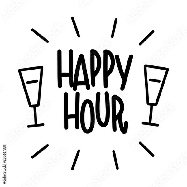 Fototapeta Happy hour description. Bar Poster. Lettering for happy hours cafe.