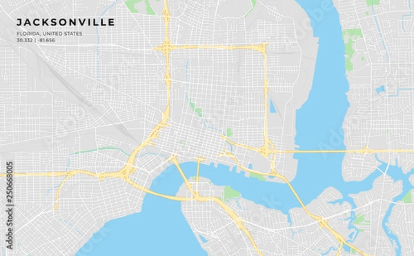 Obraz Printable street map of Jacksonville, Florida