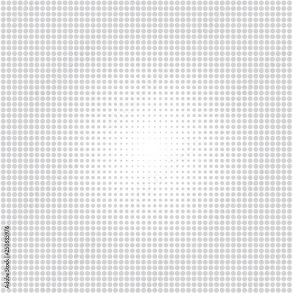 Fototapeta  The background of raster semitone of grey dots on the white for text, banner, poster, label, sticker, layout