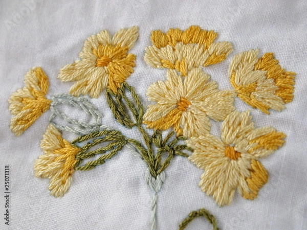 Obraz キバナノクリンザクラの刺繍